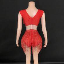 Latin Dance Cha Cha Ballroom Dance Costume Talent Show Live Broadcast Vacation Company Annual Meeting Bar Nightclub Band Dance Costume - 深棕色 - 查看 5