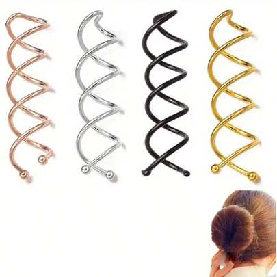 1 st/10 st/20 st metallspiralhårspännen, för att skapa vinterfrisyrer, lämpliga för kvinnor, finns i svart, guld, silver och roséguld, kan användas för kvinnors frisyrer eller för gör-det-själv-locktång i salong, knutförlängning, hårknutverktyg, knuthårsdel, hårstylingnålar, hårnålar, hårnålar, vinteraccessoarer, hårspänne, svarta accessoarer, håraccessoarer