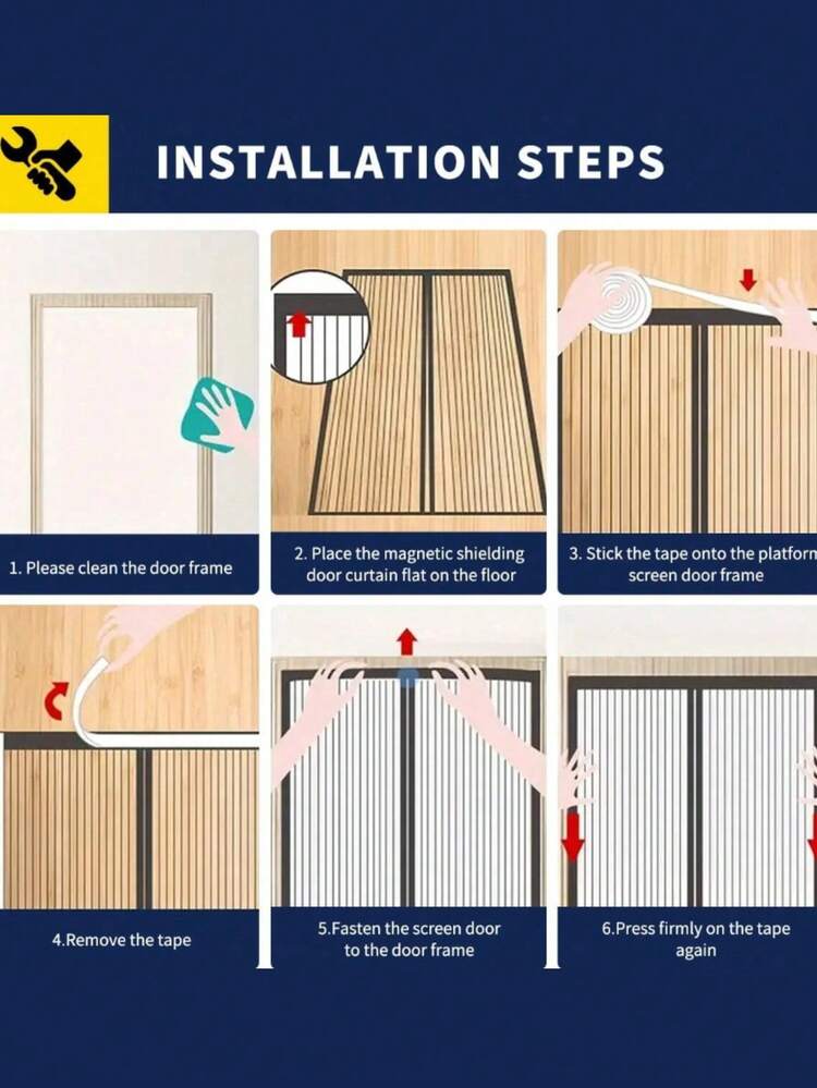 DeTODO Magnetic Screen Door, Anti-Mosquito Door Curtain, Magnetic Screen Door, With Super Fine Mesh To Let Fresh Air In, Closes Automatically, Easy To Install - 白色 - 查看 3