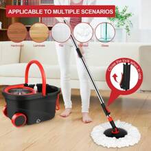 Spin Mop And Bucket With Wringer Set, Mops Floor Cleaning System, Stainless Steel 360 Floor Mop Bucket On Wheels, 3 Microfiber Mop Heads2025