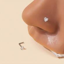 2 件/3 件时尚简约个性化心形锆石不锈钢女士魅力鼻环/鼻钉，派对礼物，鼻环/鼻圈/女士穿孔/鼻钉套装，女士珠宝礼物