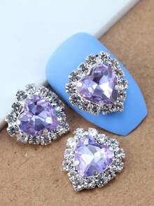 10pcs Nail Art Rhinestone Decorations, Nail Gems Charm Accessories, 15 Colors Shiny Heart Shaped Nail Decals DIY