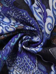 Bộ liền thân cho nữ màu đen cổ tròn, kiểu dáng mùa thu, họa tiết in, phong cách thường ngày, thích hợp đi chơi, đi nghỉ mát, thanh lịch. - Màu xanh lam - Xem 7