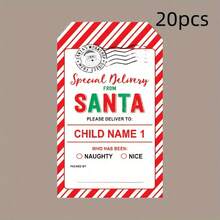 20 buah Label Hadiah Natal Santa Claus - Pengiriman Ekspres yang Dipersonalisasi dari Bengkel Santa Kutub Utara - MultiWarna - View 2