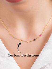Family Birthstone Necklace Personalized Gift Mother's Day Necklace For Mom Birthstone Gift Family Necklace Mother's Day Gift Jewelry - Multicolor - View 2