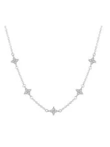 1 件满天星项链，带四叶草吊坠，精致锁骨链，优雅项链配饰