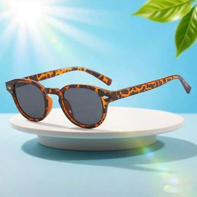 1 pieza Gafas redondas retro para hombres, gafas redondas clásicas vintage para hombres para uso al aire libre, accesorios de Halloween para mujeres con lentes azules