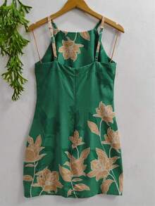 Plain  Dress With Fake - Green 1 - View 2