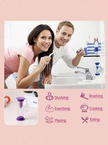 1pc Durable Plastic Mini 2-Minute Timer (With Suction Cup), Rotatable Bathroom , Kitchen, Gaming, Classroom, Sand Timer, Timer - Multicolor - View 2