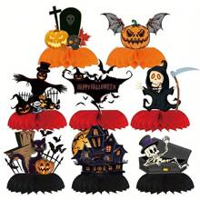 万圣节派对蜂巢中心装饰，蜂巢纸扇中心装饰，桌面装饰。万圣节派对餐桌蜂巢装饰（需DIY组装，易于组装）