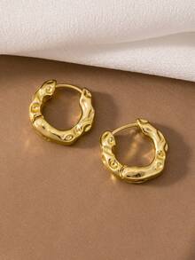 1 Đôi Hoa tai tròn tối giản sang trọng, Hoa tai vòng vàng thiết kế cao cấp dành cho nữ - Nhiều màu - Xem 3