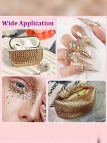 1860pcs Resin Rhinestones With Tweezers, Mixed Sizes 3-6mm, Champagne Color, For DIY Crafts, Clothing, Shoes, Nail Art Nails - Champagne - View 5