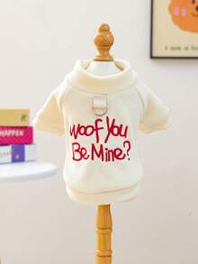 1pc Pet Clothes, Dog/Cat Apparel For Small Dogs/Cats, Cute Happy Puppy/Kitten Outfit, Warm & Comfortable Pet Sweater, Suitable For Autumn/Winter, Valentine's Day