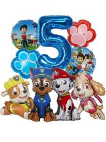 Paw Patrol 9 Pcs Cartoon Paw Patrol Foil Balloon Digital Number Supplies Rescue Dog Birthday Party Decoration Gift ,Paw Patrol Digital Balloon Is Suitable For Birthday Decoration