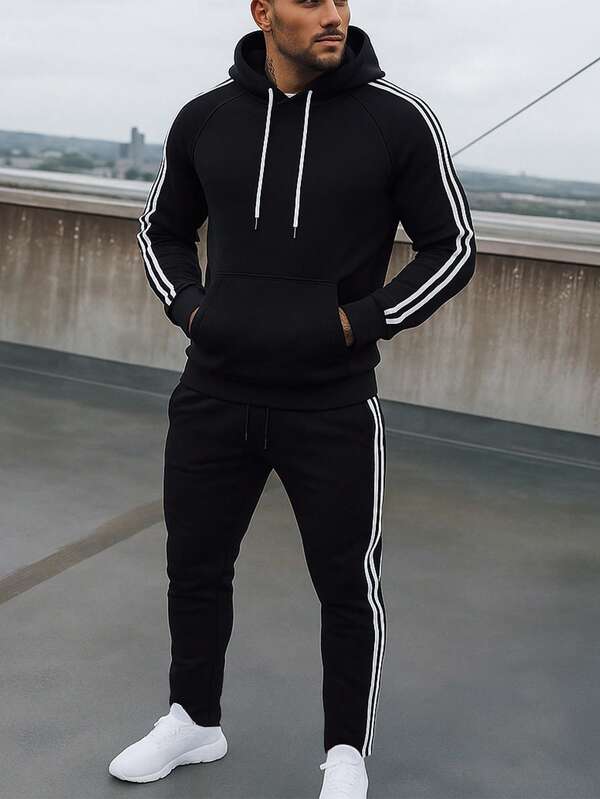 Men's Casual Hooded Sweatshirt, Comfortable Outdoor Sports Set,Fall Clothes