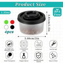1/2/4 Pcs Salt And Pepper Set, Mini Durable Salt And Pepper Shaker Set, Spice Jars, Salt Container, Plastic Pepper Bottle With Airtight Lid Transparent, Kitchen Accessories, Spice Storage Box, Travel Seasoning Bottles Suitable For Home Kitchen, Outdoor Camping, Picnic, Beach, BBQ, Lunch Box, Portable Accessories