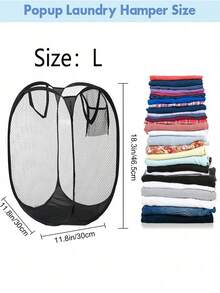 Cesta grande de malla para ropa sucia, organizador de ropa plegable, bolsa de almacenamiento multifuncional perfecta para el hogar - Multicolor - Ver 8