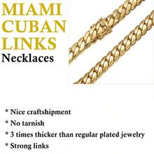 1pc Punk Style Stainless Steel Gold Plated Color Men Link Chains Bracelets & Necklaces Jewelry  For Men  Jewelry Cuban Link Chain Accessories Men Gold Chain Cuban Link Chain Women  Men's Jewelry  As Party & Gift & Stage Show Auspicious New Year Gifts - 9,6mm (0,38 inch) - Xem 11