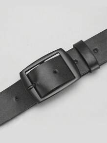 1pc New Fashion Casual Luxury Men's Belt, High-Quality PU Leather, Metal Buckle, Designer Style, Fits S Size Clothing, Unisex, Ideal Gift For Family And Friends, Casual, Business, Boyfriend, Husband, Father, Men's Gift, Daily Wear - Black - View 5