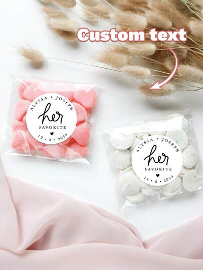 His And Her Favorite Personalized Stickers || Wedding Candy Favors, Favor Stickers. Wedding Candy Favor Bags And Stickers - Her Favorite, His Favorite, Our Favorite. Wedding Favours | Candy Label | His And Her Favourite | Wedding Favor Candy Bags