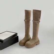 Women Over-The-Knee Boots - Khaki (thin Fleece) - View 9