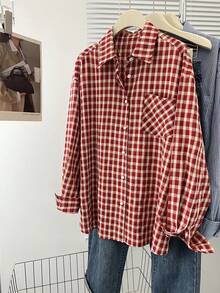 Women's Casual Everyday Plaid Front Button Shirt
