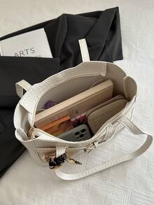 1 pieza Bolso de hombro de mujer de unicolor y de lujo, versátil - Blanco - Ver 9