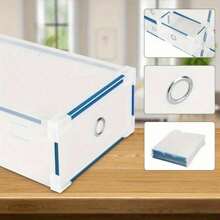 10 Pack Transparent Boxes Foldable Storage Boxes Plastic Drawer Stackable Storage Boxes 31 X 20 X 11cm For Shoes Files Clothes Or Cosmetics Storage - Transparent - 查看 2