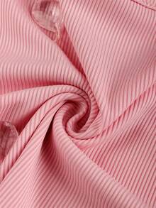 Top corto aderente di colore solido estivo, canotta con schiena scoperta, decorazione a goccia d'acqua, senza maniche, stile Y2K, scollo a U - Rosa - Visualizzare 5