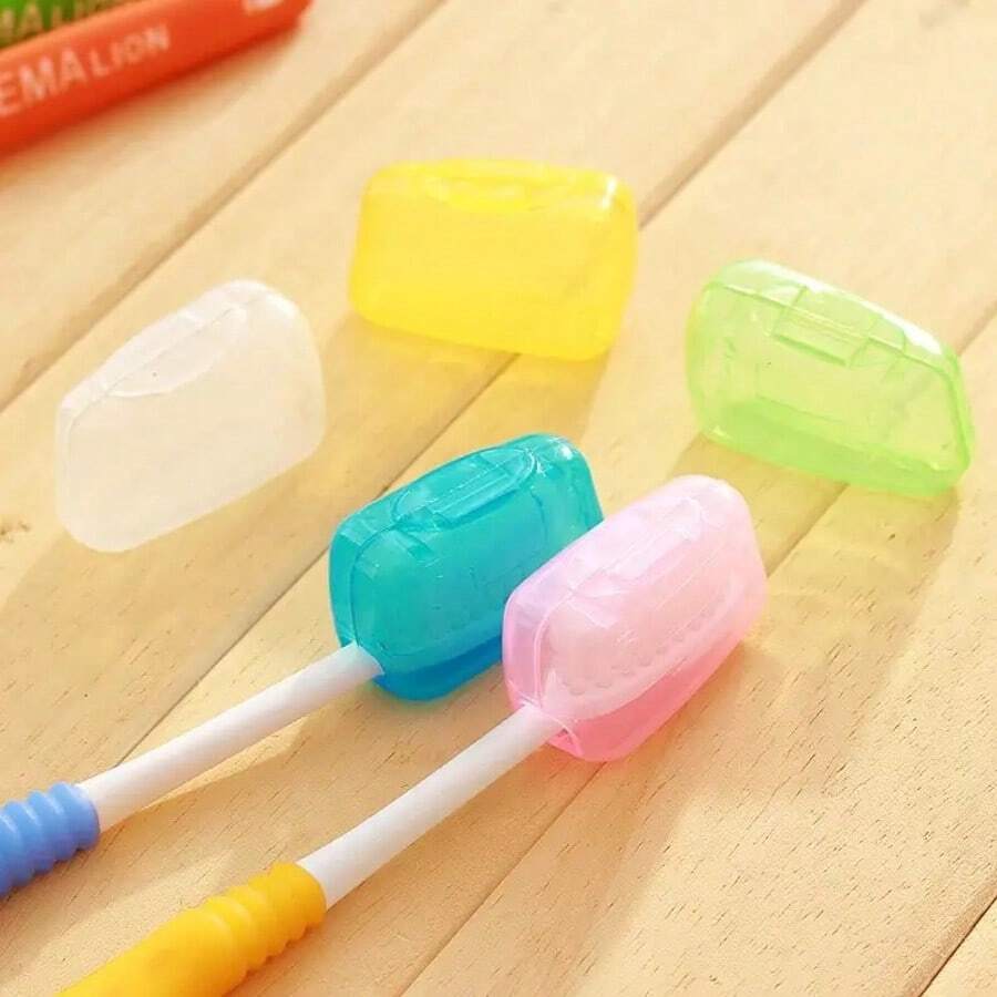 3pcs/5pcs Portable Toothbrush Head Cover Storage Box, Designed For Home And Business Travel, Daily Use, Travel, Hiking, And Camping - Protecting Bristles From Dust And Debris, Stylish And Simple Toothbrush Protection Hat Holder - 彩色 - 查看 1