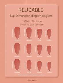 24件套杏仁形假指甲套装，甜美法式优雅，螺旋状3D可爱蝴蝶和精致花朵图案，适合所有女性和女孩。盒内附指甲锉和果冻胶，方便使用。按压式指甲 美甲用品 美甲 - 彩色 - 查看 8