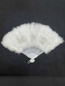 1 Stück exquisiter BRAUT Fächer, 3 Stile BRAUT KÖNIGIN MRS dekoriert mit Perlen und Diamanten, mit weißen Plastikfächern, geeignet für Hochzeiten, Junggesellenabschiede, Flitterwochen, Fotorequisiten, ein Geschenk für die Braut - Weiss - Übersicht 3