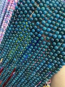 1 Strand Natural Blue Apatite Stone Beads 4/6/8/10mm Round Gem Bead For DIY Bracelet Charms Jewelry Making Beaded Wholesale - Blue Spirit Gray - View 2