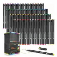 100支装细尖文具套装，包含圆珠笔、荧光笔，适合学生，返校必备，粉色调，也适合办公使用。 - 多色 - 查看 6