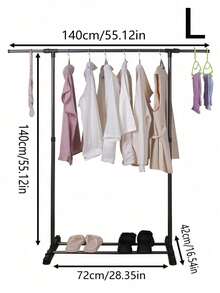 1 pieza Percha de ropa de una sola barra, percha multifuncional para colgar y exhibir ropa, percha portátil, percha de almacenamiento, decoración del hogar para el dormitorio, secadora de balcón. Percha autoportante ahorradora de espacio - Fácil de ensamblar, adecuada para secadora de lavandería interior/exterior de balcón