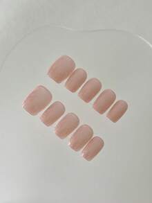 10 Peças Conjunto de Unhas Postiças Curtas Quadradas Brilhantes, Design de Olho de Gato Rosa com Borda Alegre, Unhas Postiças Reutilizáveis para Mulheres e Meninas, Unhas Falsas de Olho de Gato Fofas e Curtas, Suprimentos de Unhas