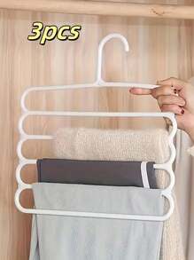 1pc 5-Tier Space Saving Pants Rack, Multi-Functional Wardrobe Storage Organizer, Plastic Trousers Hanger, Wardrobe Organizer For Pants, Jeans, Skirts, Scarves, Bedroom Closet Storage And Balcony Drying