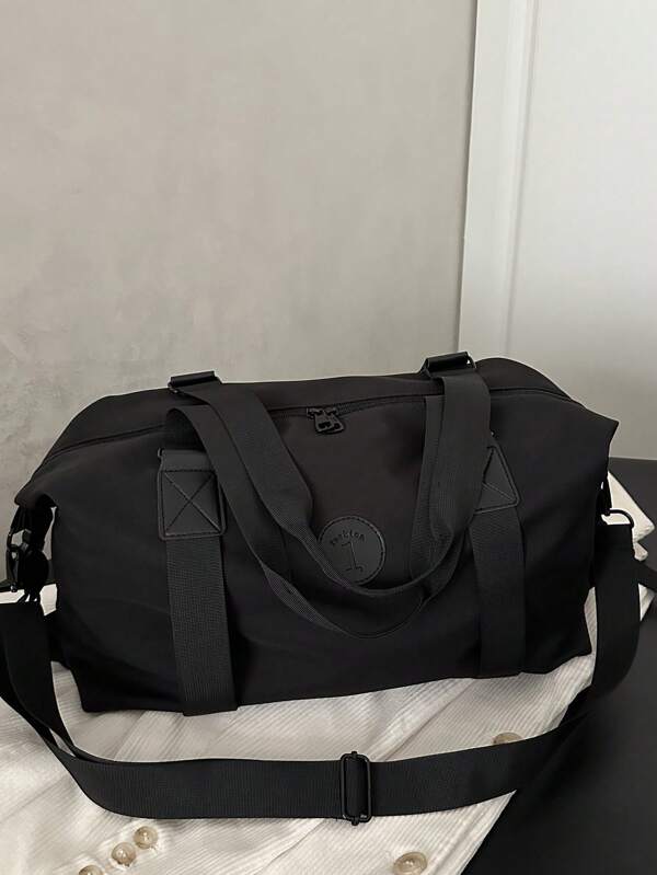 Letter Decor Nylon Fitness Bag, Yoga Bag, Short Trip Bag, Basketball Training Bag, Unisex Travel Essentials For Holiday Vacation Bag Luggage Suitcase Travel Bag For Women