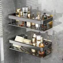 Wall Mounted Shower Caddy, Large Capacity, No Drilling Installation, Floating Shelf For Bathroom And Kitchen, Space Saving, Easy To Install, For Storing Toiletries, Aluminum