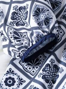 Tween Mädchen Kleid mit langen Ärmeln, Taille-Kordel & Schleife, Retro-Muster, geeignet für Frühling & Herbst