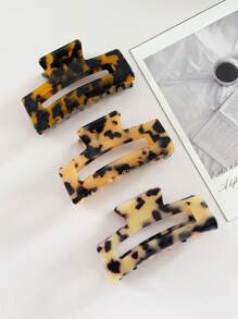 1 件/3 件复古优雅豹纹醋酸纤维方形发爪夹，适合马尾辫、日常发型、简约百搭发饰、春夏发饰秋季配饰