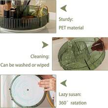 Rotating Makeup Organizer For Vanity, Perfume Skin Care Organizers Large, Bathroom Counter Make Up Cosmetic Storage, Clear Spinning Skincare Lipstick Holder,3 Tiers, Green - màu xanh lá - Xem 4