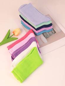 1/5 Pairs Random Colorful Crew Sports Socks Solid Breathable Casual Candy Color Socks For Men's And Women's Outdoor Running Hiking Daily Life