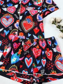 Women's Strawberry Print Shirt & Shorts Pyjama Two-Piece Set, Casual Comfy Short Sleeve Collared Top & Shorts Pj Set, Sleepwear For Women, Loungewear, Homewear, Clothes For Women, Womenswear, Pajamas, Soft Lounge Sets, Summer Sleep Set - Nhiều màu - Xem 7
