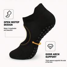 2 pares de calcetines de yoga y pilates antideslizantes para mujeres - calcetines deportivos de punta abierta con soporte para el arco, transpirables para ejercicio, ballet, - disponibles en múltiples colores para todas las estaciones (negro/beige/rosa/morado/verde), calcetines con agarre para pilates, accesorios de ballet, suela con textura antideslizante, un regalo - Multicolor - Ver 5