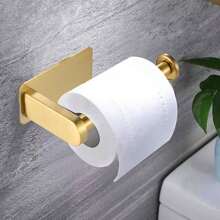1pc Stainless Steel Wall Mounted Bathroom Tissue Holder With No-Drill Installation, Roll Paper Rack