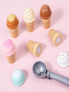 Kids Wooden Kitchen Toy, Realistic Food, Afternoon Tea, Desserts, Cake, Ice Cream - Multicolor - View 9