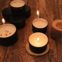 64 Pack Round Cans With Screw Lid 4 Oz Aluminum Metal Tins DIY Food Candle Containers For Lotion Bars, Balms, Salve, Spices, Beard Balm, Crafts With 4 Markers 2 Sheets Label Stickers (Silver) - 黑色 - 查看 4