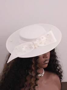 法国女士教堂帽，适合舞会、宴会、茶会，装饰蝴蝶结帽子，婚纱摄影，复古风格帽子，优雅礼服帽 - 1200 - 查看 8