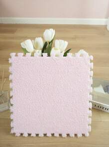 6 件柔软毛绒拼图地垫，创意互锁瓷砖，纯色简约设计 - 彩色 - 查看 24